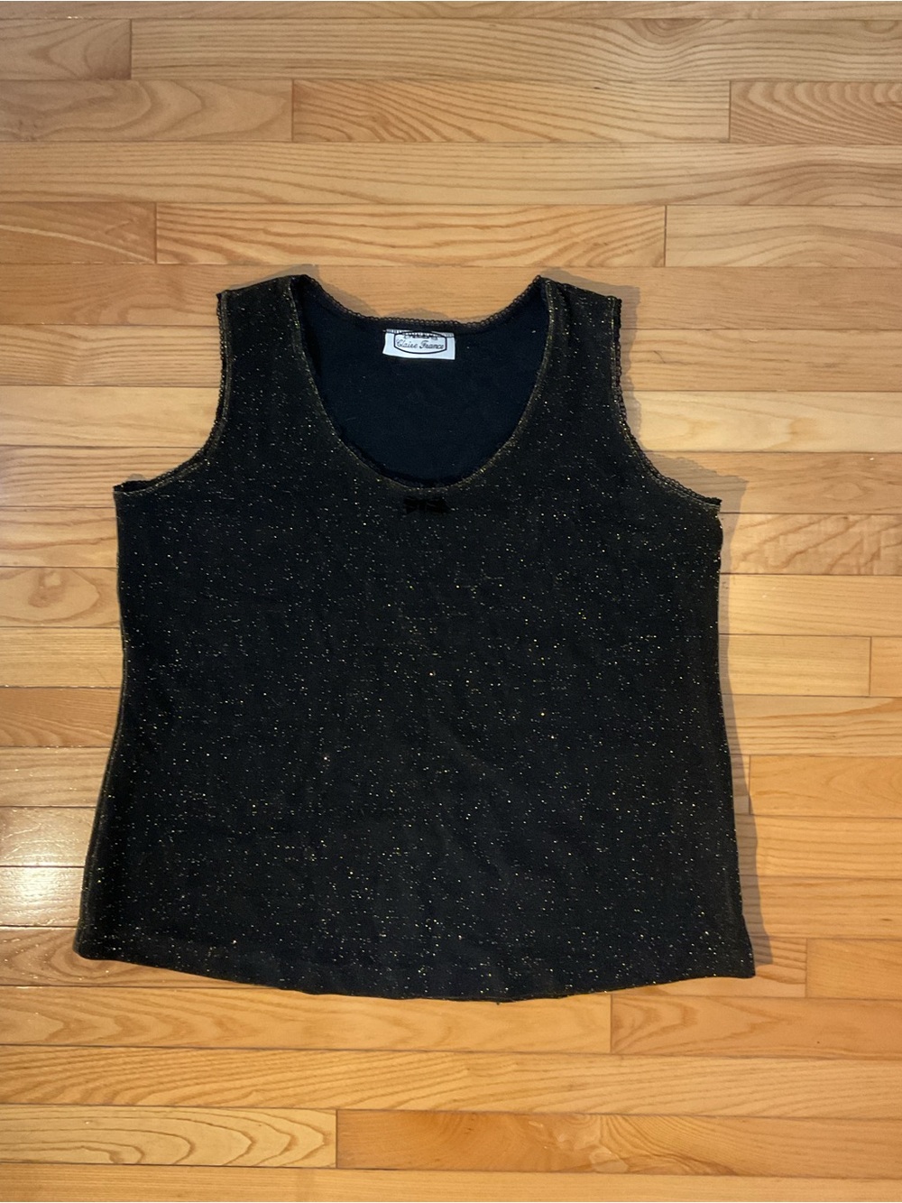 Claire France vintage Black Tank Top with Gold Speckle Knit
